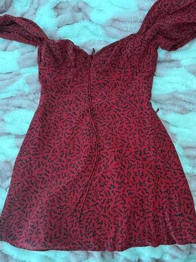 Realisation Par Red Mini Dress with Black Squiggle Print